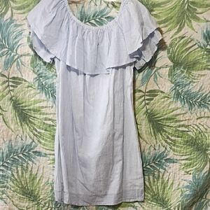 Light Blue Ruffled Off-Shoulder Dress